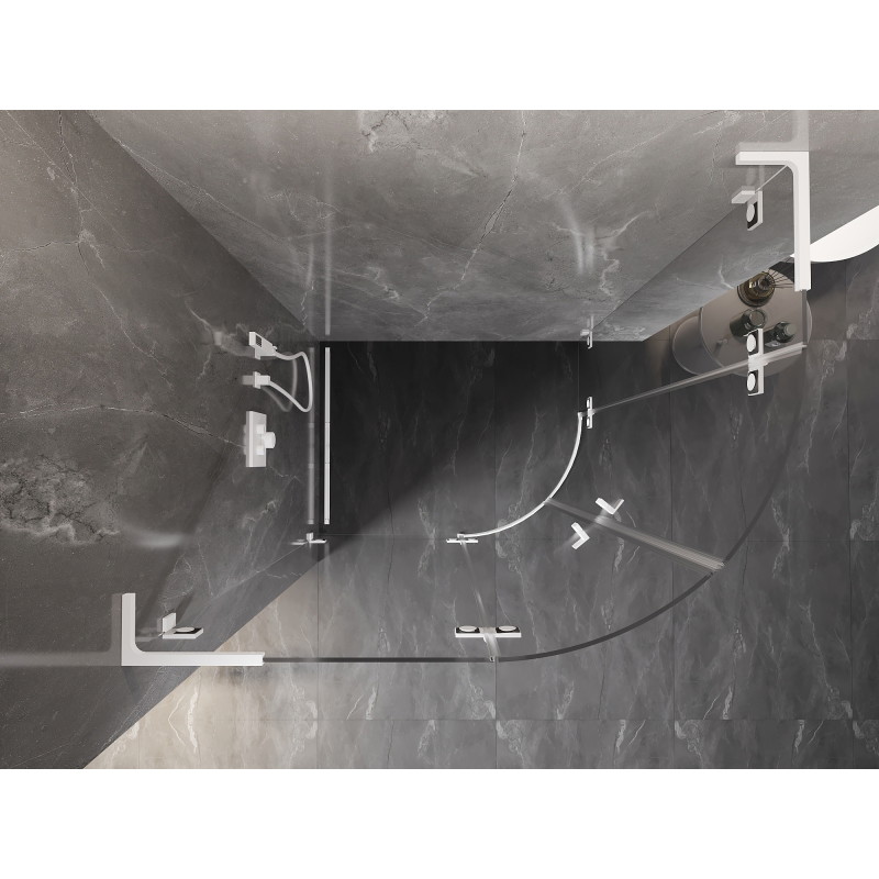 Mexen Lunar L sprchový kout čtvrtkruhový otočný levý 100 x 90 cm, transparentní, bílá - 833L-100L-090P-20-00