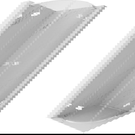 Mexen Lunar L zaoblená sprchová kabina s otevíracími dveřmi 100 x 100 cm, průhledná, bílá - 833L-100L-100P-20-00