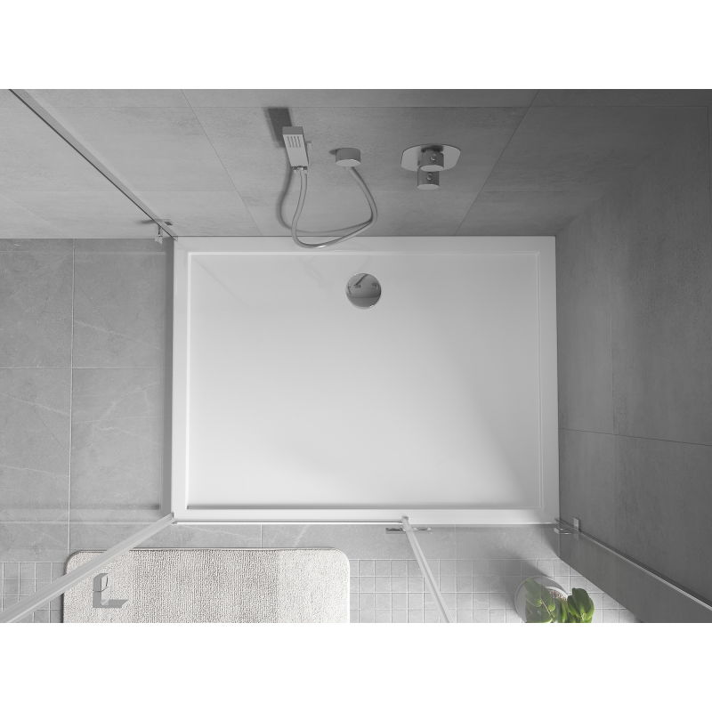 Mexen Flow obdélníkový sprchový kout slim 130 x 90 cm, bílý lesk - 46R109013