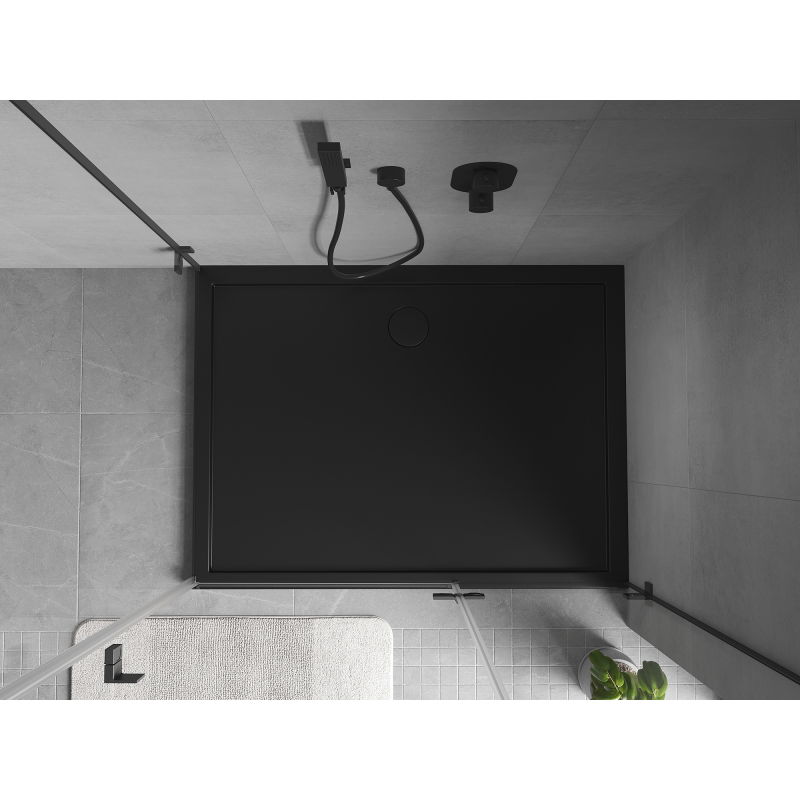 Mexen Flow obdélníkový sprchový kout slim 110 x 70 cm, černý mat - 46R707011