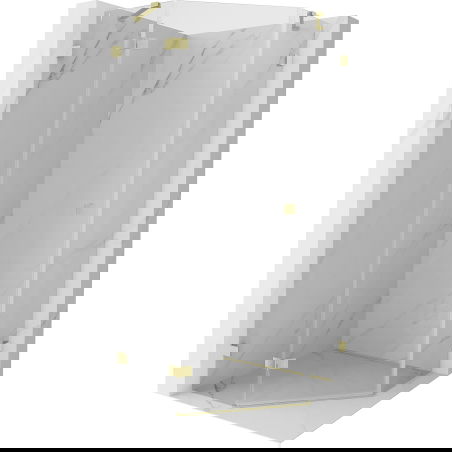 Mexen Lunar pětiúhelníkový sprchový kout otočný levý 100 x 100 cm, transparentní, zlatá kartáčovaná - 831-100L-100P-55-00-L