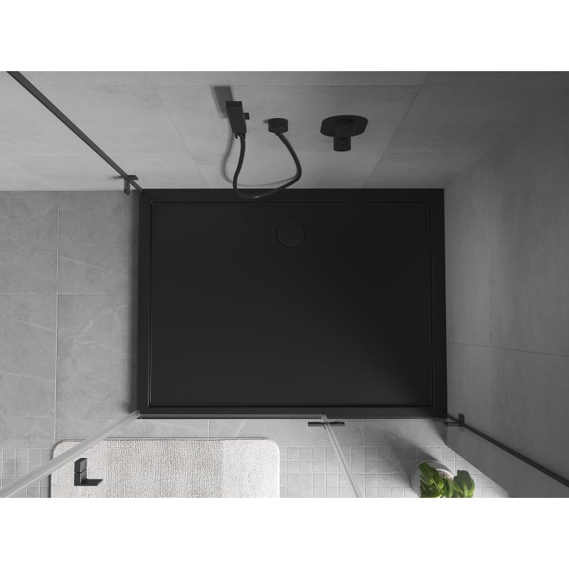 Mexen Flow obdélníkový sprchový kout slim 90 x 75 cm, černý mat - 46R707590