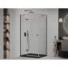 Mexen Roma sprchový kout otevírací 90 x 120 cm, transparentní, černý + vanička Flat, černá - 854-090-120-70-00-4070B
