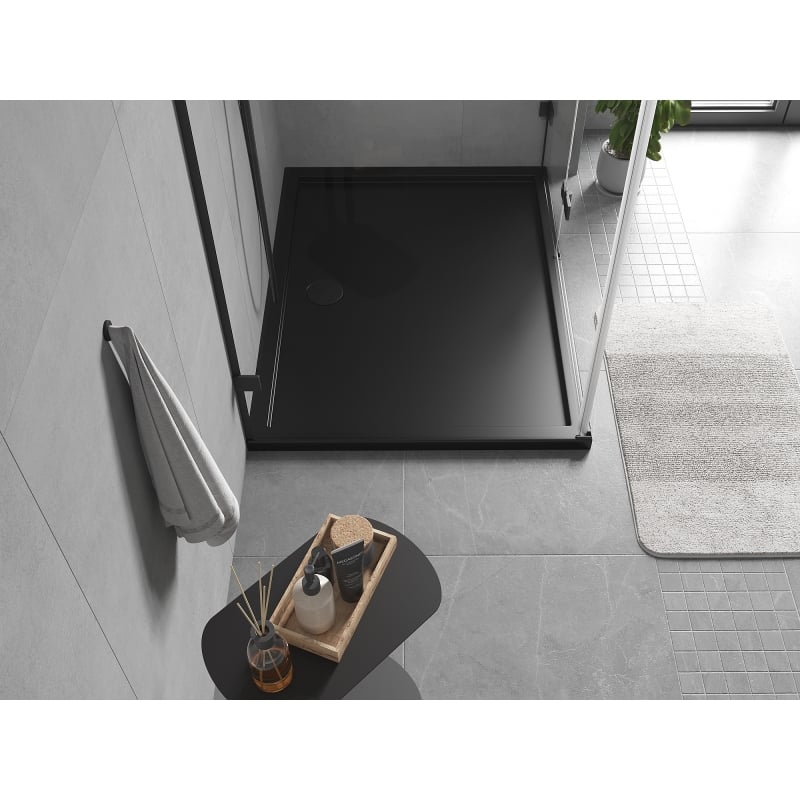 Mexen Flow obdélníkový sprchový kout slim 110 x 90 cm, černý mat - 46R709011