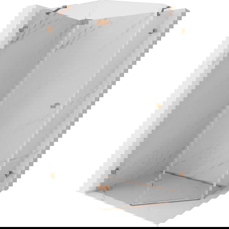 Mexen Lunar kabina sprchová pětiúhelníková sklopná levá 100 x 90 cm, transparentní, kartáčovaná měď