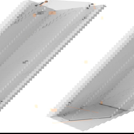 Mexen Lunar pětiúhelníková sprchová kabina s otevíracími levými dveřmi 100 x 100 cm, transparentní, kartáčovaná
