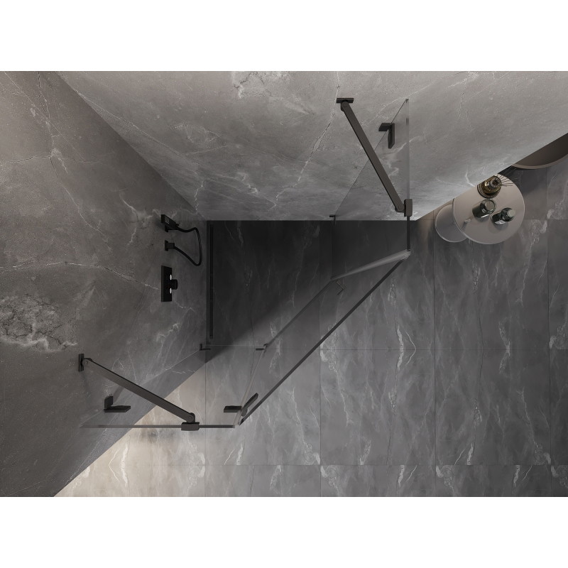 Mexen Lunar Pětistranná sprchová kabina se sklopnými levými dveřmi 80 x 80 cm, transparentní, gun šedá kartáčovaná