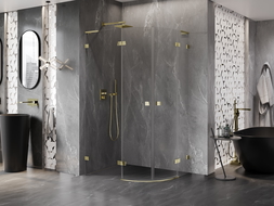 Mexen Lunar L sprchový kout půlkruhový otočný levý 100 x 80 cm, transparentní, zlatá - 833L-100L-080P-50-00