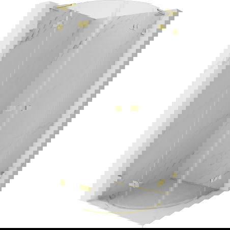 Mexen Lunar L půlkruhová sprchová kabina výkyvná 90 x 90 cm, transparentní, zlatá kartáčovaná - 833L-090L-090P-55-00
