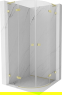 Mexen Lunar L půlkruhová sprchová kabina výkyvná 90 x 90 cm, transparentní, zlatá kartáčovaná - 833L-090L-090P-55-00