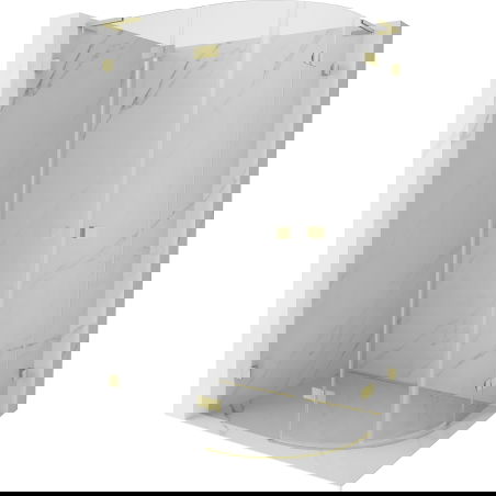 Mexen Lunar L půlkruhová sprchová kabina otevírací levá 100 x 90 cm, transparentní, kartáčované zlato - 833L-100L-090P-55-00