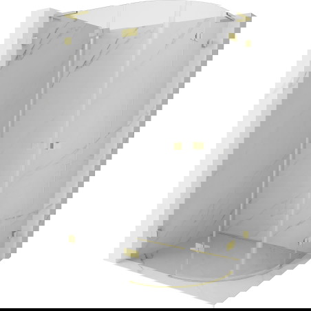 Mexen Lunar L sprchový kout půlkruhový sklopný levý 100 x 90 cm, transparentní, zlatý kartáčovaný