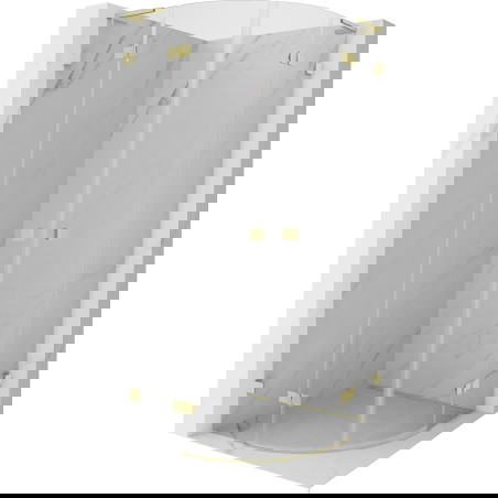 Mexen Lunar L sprchový kout půlkruhový otočný 100 x 100 cm, transparentní, zlatý kartáčovaný - 833L-100L-100P-55-00