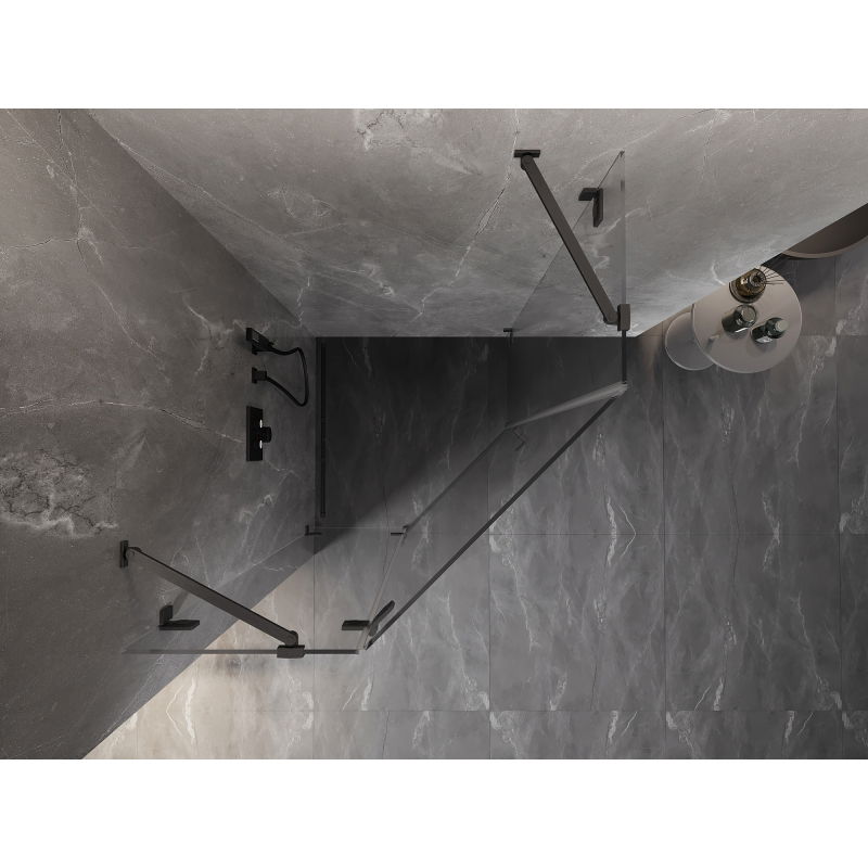 Mexen Lunar pětiúhelníkový sprchový kout sklopný levý 100 x 100 cm, transparentní, kartáčovaná gun gray - 831-100L-100P-66-00-L