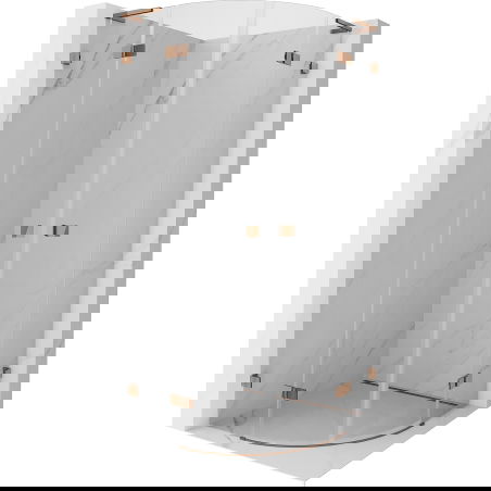 Mexen Lunar L půlkruhová sprchová kabina s otevíracími dveřmi 90 x 90 cm, transparentní, růžové zlato - 833L-090L-090P-60-00