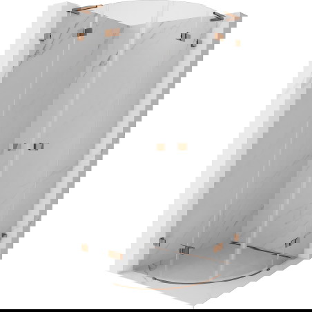 Mexen Lunar L kabina sprchová půlkruhová otevírací 100 x 100 cm, transparentní, růžové zlato - 833L-100L-100P-60-00