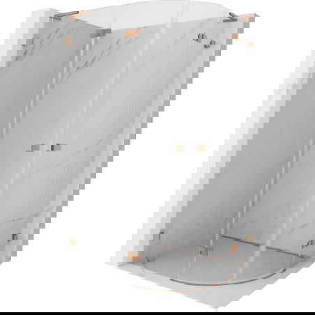 Mexen Lunar L půlkruhová sprchová kabina levá 100 x 70 cm, transparentní, kartáčovaná měď - 833L-100L-070P-65-00