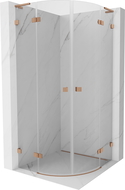 Mexen Lunar L sprchový kout půlkruhový výklopný 100 x 100 cm, transparentní, kartáčovaná měď - 833L-100L-100P-65-00