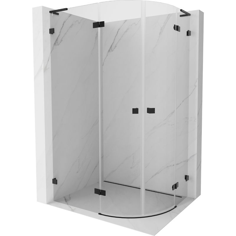 Mexen Lunar L půlkruhový sprchový kout sklopný levý 80 x 70 cm, transparentní, černý - 833L-080L-070P-70-00