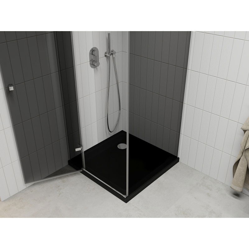 Mexen Roma sprchový kout s otočnými dveřmi 90 x 90 cm, grafit, chrom + vanička Flat, černá - 854-090-090-01-40-4070