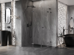 Mexen Lunar L půlkruhová sprchová kabina s výklopnými dveřmi, levá 100 x 90 cm, transparentní, gun metal - 833L-100L-090P-95-00