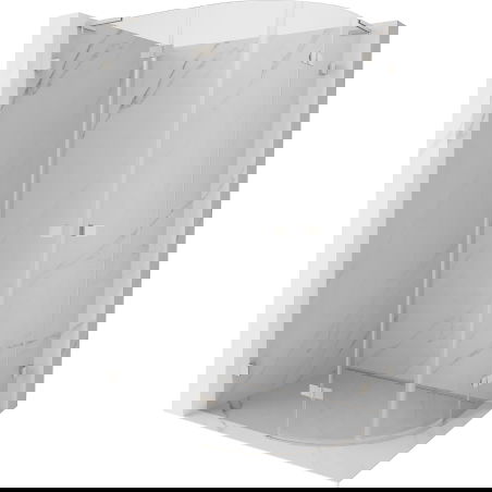 Mexen Lunar L sprchový kout půlkruhový výklopný levý 90 x 80 cm, transparentní, kartáčovaný nikl - 833L-090L-080P-97-00