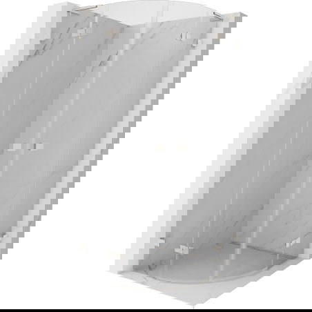 Mexen Lunar L půlkruhová sprchová kabina otočná 100 x 100 cm, transparentní, kartáčovaný nikl - 833L-100L-100P-97-00