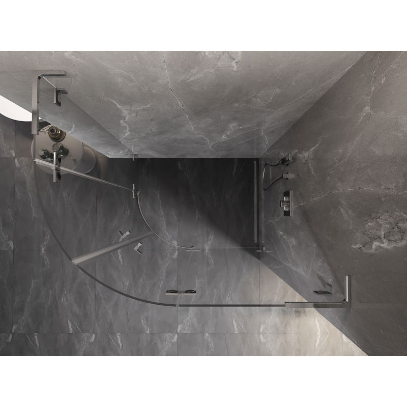 Mexen Lunar L sprchová kabina půlkruhová otevírací pravá 90 x 80 cm, průhledná, chrom - 833L-090P-080L-01-00