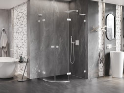 Mexen Lunar L sprchový kout půlkruhový otevírací pravý 100 x 80 cm, průhledný, bílý - 833L-100P-080L-20-00