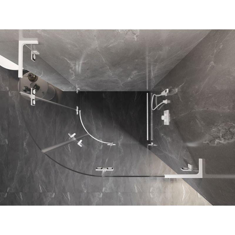 Mexen Lunar L sprchový kout půlkruhový otevírací pravý 100 x 80 cm, průhledný, bílý - 833L-100P-080L-20-00