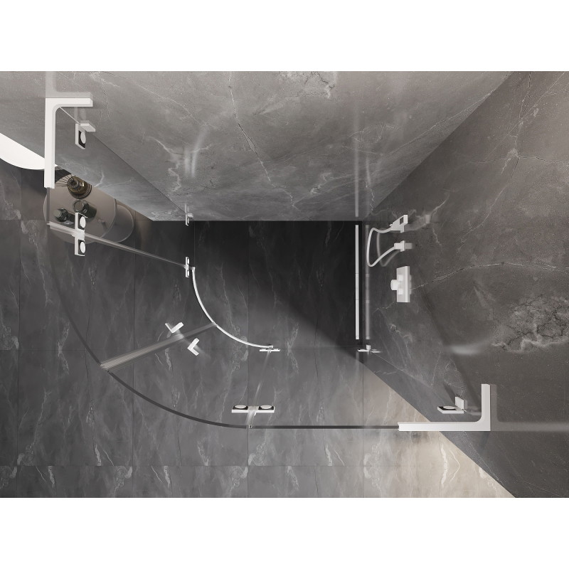 Mexen Lunar L sprchový kout půlkruhový, pravý, 100 x 90 cm, průhledný, bílý - 833L-100P-090L-20-00