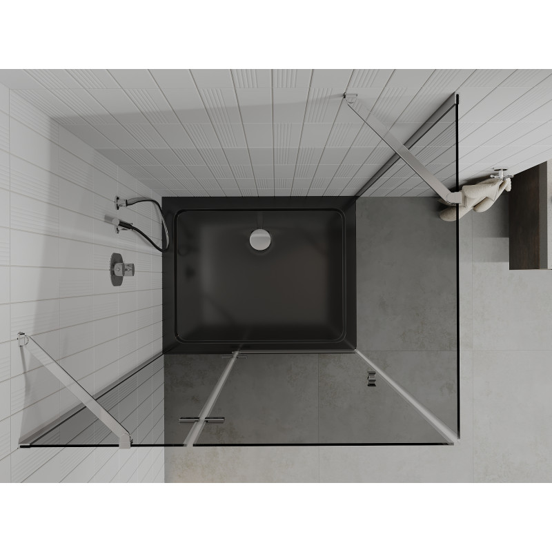 Mexen Roma sprchová kabina skládací 120 x 80 cm, grafit, chrom + vanička Flat, černá - 854-120-080-01-40-4070