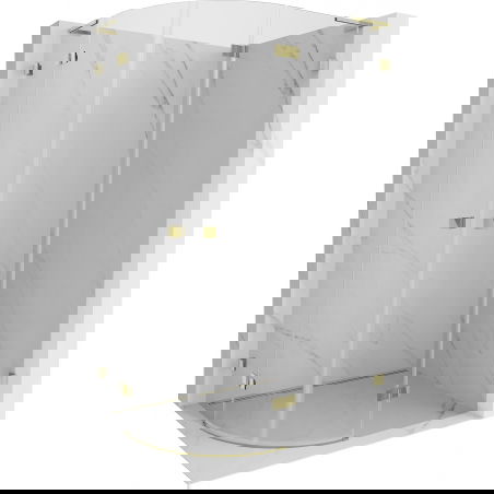Mexen Lunar L půlkruhová sprchová kabina výklopná pravá 80 x 70 cm, transparentní, zlatá - 833L-080P-070L-50-00