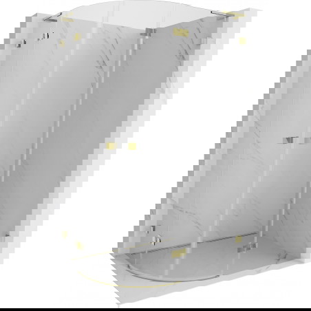 Mexen Lunar L sprchový kout půlkruh výklopný pravý 100 x 90 cm, transparentní, zlatý - 833L-100P-090L-50-00