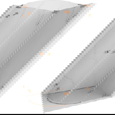 Mexen Lunar L polokruhová sprchová kabina pantová pravá 90 x 70 cm, transparentní, kartáčovaná měď - 833L-090P-070L-65-00