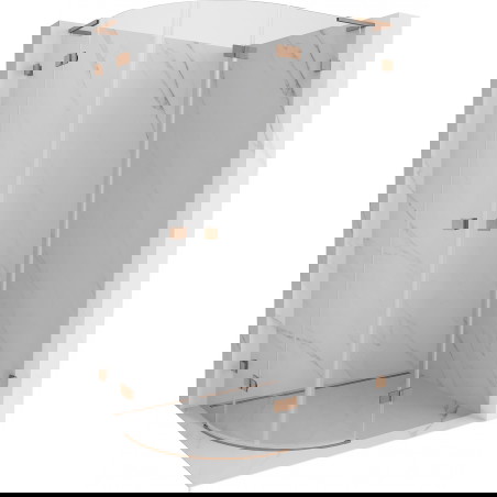 Mexen Lunar L půlkruhová sprchová kabina výklopná pravá 100 x 90 cm, transparentní, kartáčovaná měď