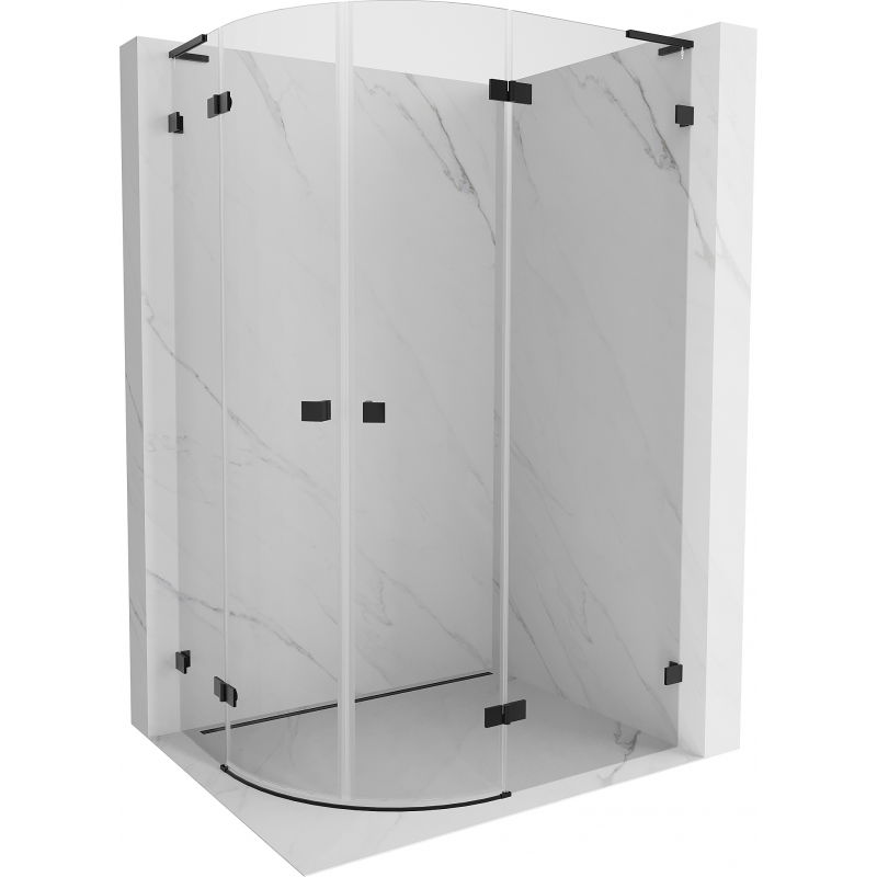 Mexen Lunar L půlkruhový sprchový kout pravý 100 x 80 cm, průhledný, černý - 833L-100P-080L-70-00