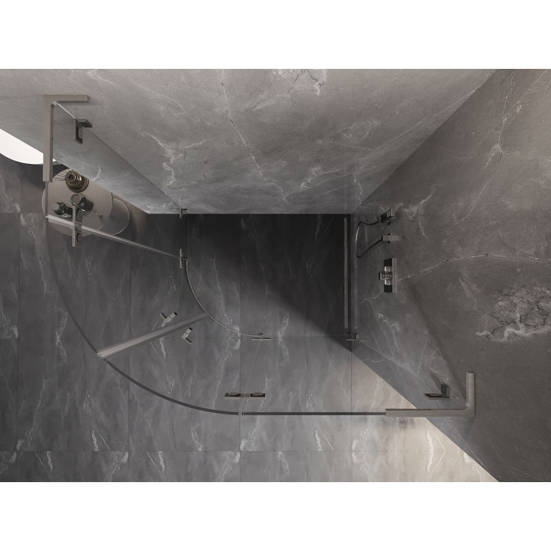 Mexen Lunar L půlkruhová sprchová kabina výklopná pravá 100 x 80 cm, transparentní, kartáčovaný nikl - 833L-100P-080L-97-00