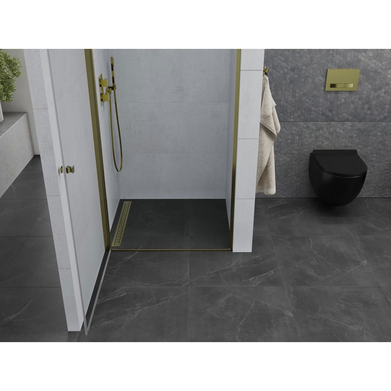 Mexen Pretoria sprchové dveře otočné 80 cm, transparentní, zlaté - 852-080-000-50-00