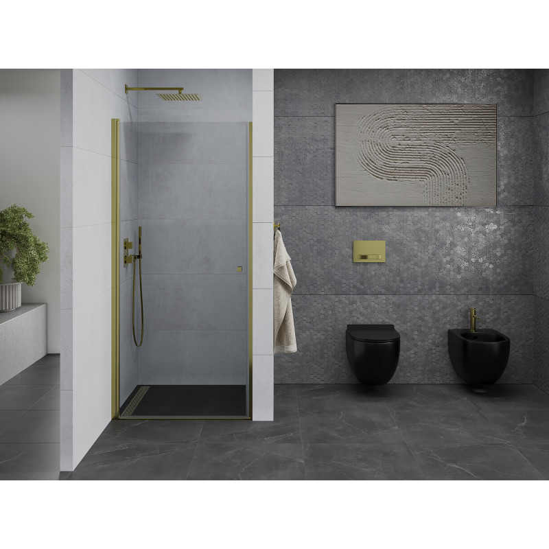 Mexen Pretoria sprchové dveře s křídlovým otvíráním 90 cm, transparentní, zlaté - 852-090-000-50-00