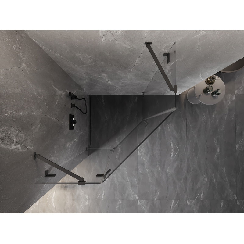 Mexen Lunar pentagonální sprchový kout, sklápěcí vlevo 90 x 90 cm, transparentní, gun metal - 831-090L-090P-95-00-L