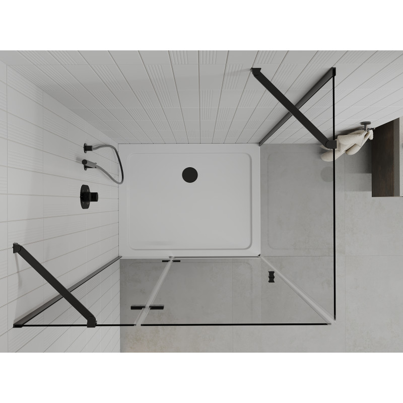Mexen Roma sprchový kout 100 x 70 cm, průhledný, černý + vanička Flat, bílá - 854-100-070-70-00-4010B
