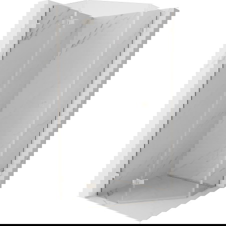 Mexen Lunar sprchový kout pětiúhelníkový otočný levý 80 x 80 cm, transparentní, kartáčovaný nikl