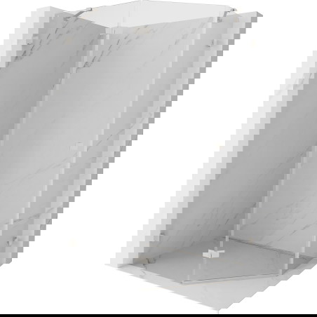 Mexen Lunar pentagonální sprchový kout, otevíratelný, levý 90 x 80 cm, transparentní, kartáčovaný nikl