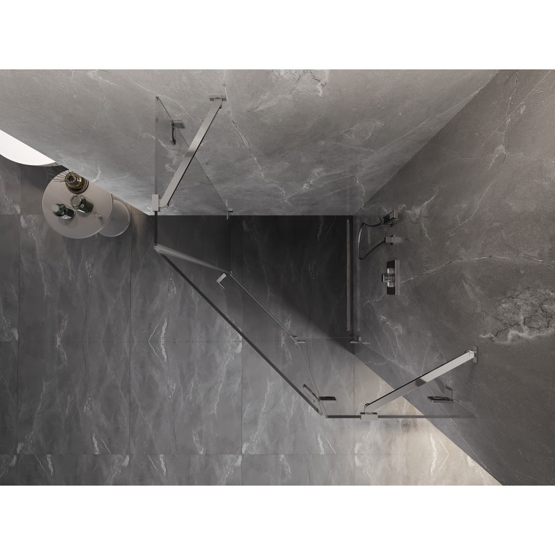 Mexen Lunar sprchový kout pětiúhelníkový pravý otvíravý 80 x 80 cm, transparentní, chrom - 831-080P-080L-01-00-P