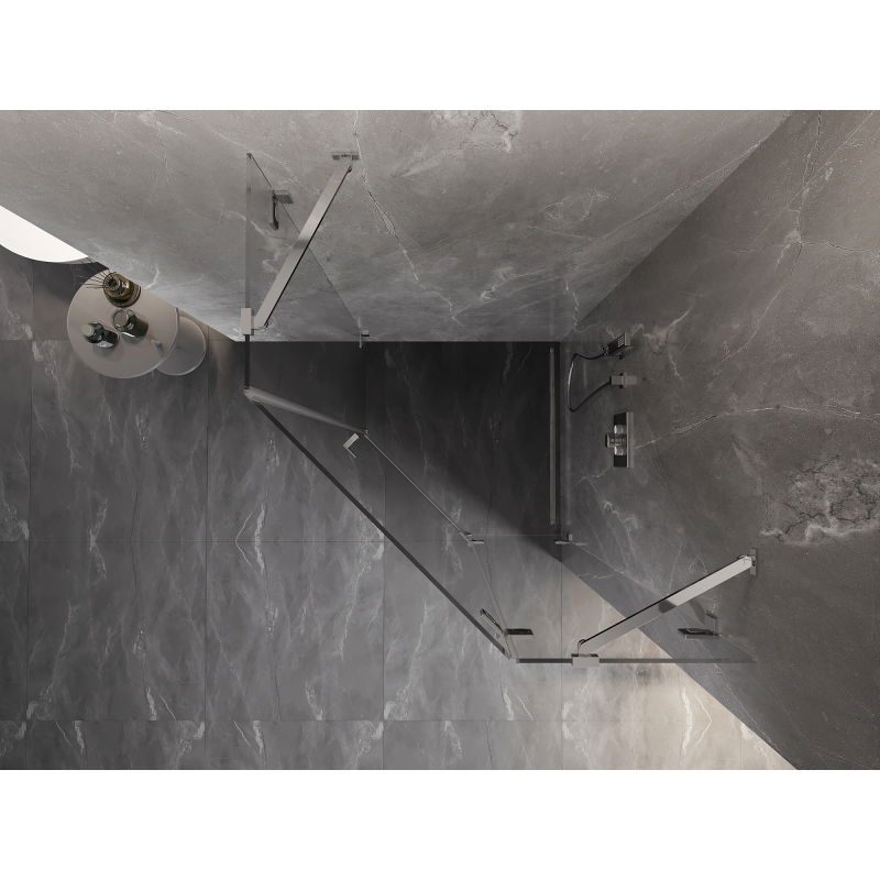 Mexen Lunar pětiúhelníková sprchová kabina otevírací pravá 90 x 90 cm, transparentní, chrom - 831-090P-090L-01-00-P