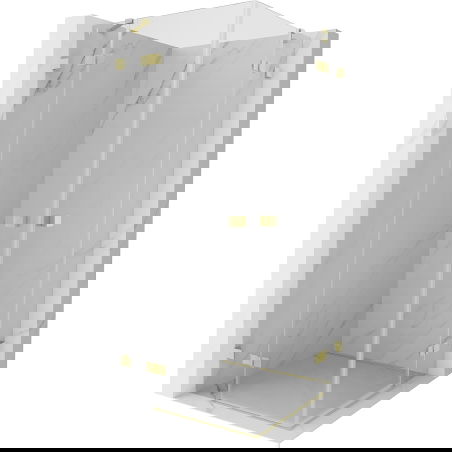 Mexen Lunar Duo sprchová kabina otvírací 75 x 75 cm, transparentní, zlatá kartáčovaná - 834-075L-075P-55-00