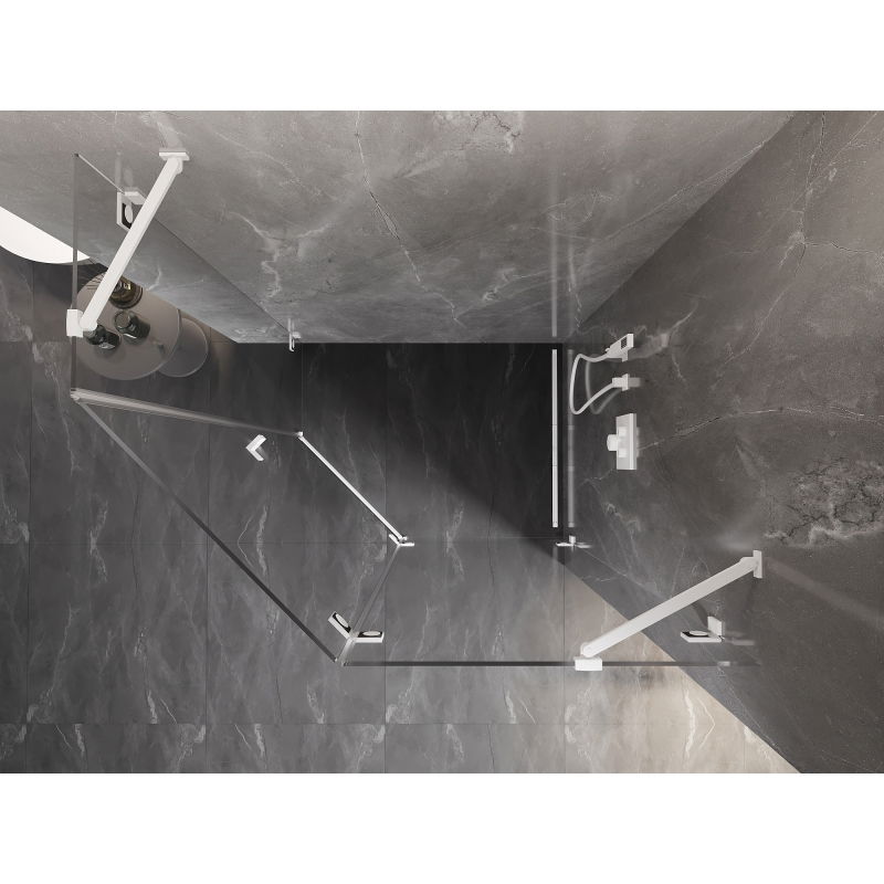 Mexen Lunar pětiúhelníková sprchová kabina pravá 90 x 80 cm, transparentní, bílá - 831-090P-080L-20-00-P