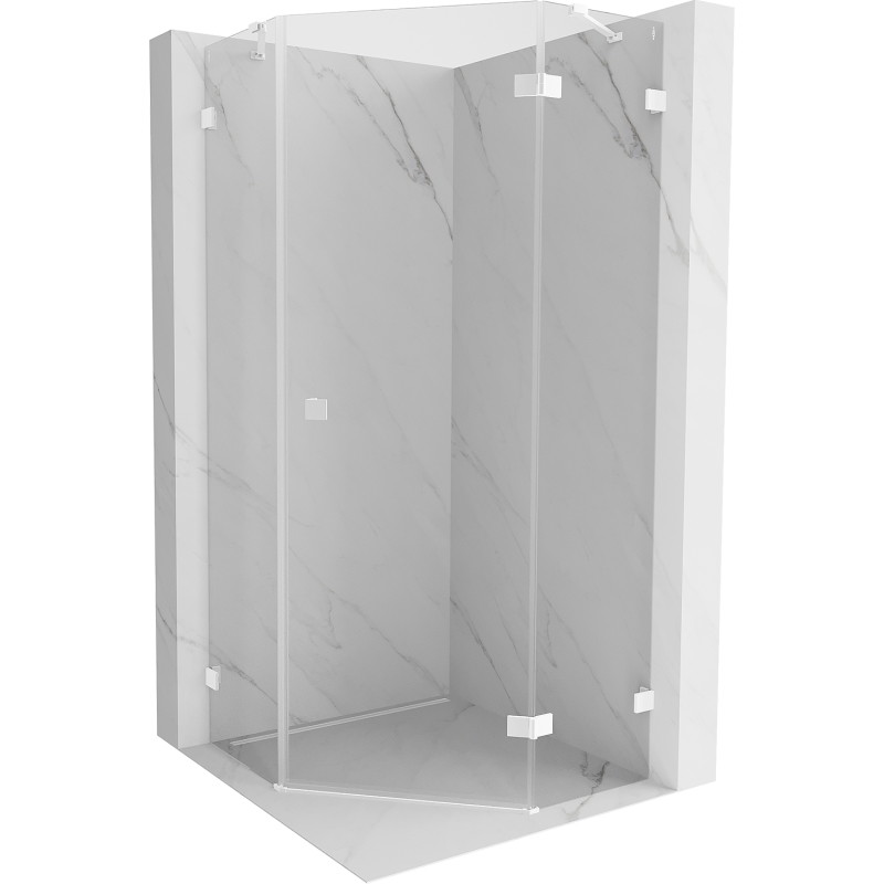 Mexen Lunar osvěžující sprchový kout pětiúhelníkový pravý 90 x 90 cm, průhledný, bílý - 831-090P-090L-20-00-P