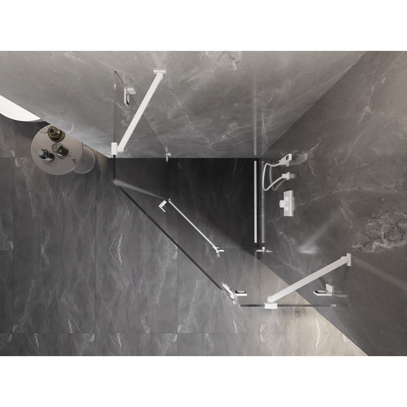 Mexen Lunar osvěžující sprchový kout pětiúhelníkový pravý 90 x 90 cm, průhledný, bílý - 831-090P-090L-20-00-P